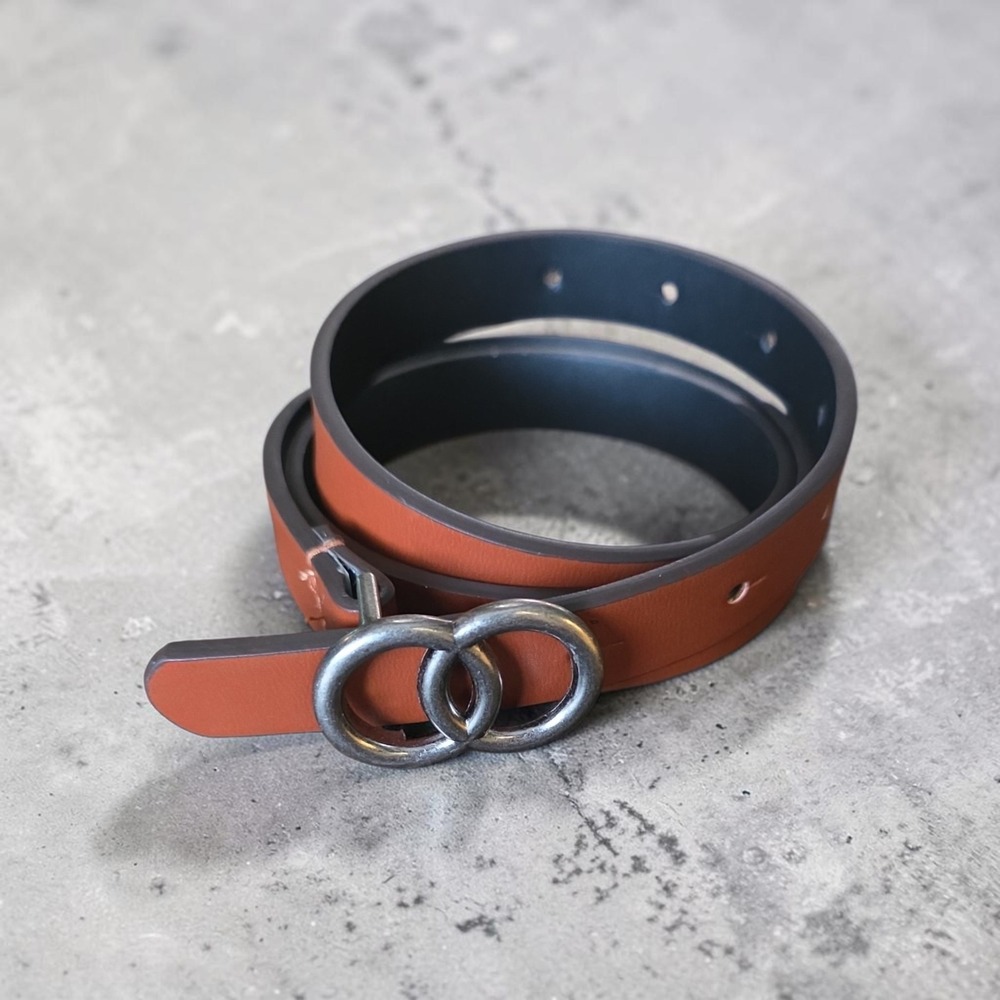2 ring buckle brown skinny belt size small / medium 38" total length